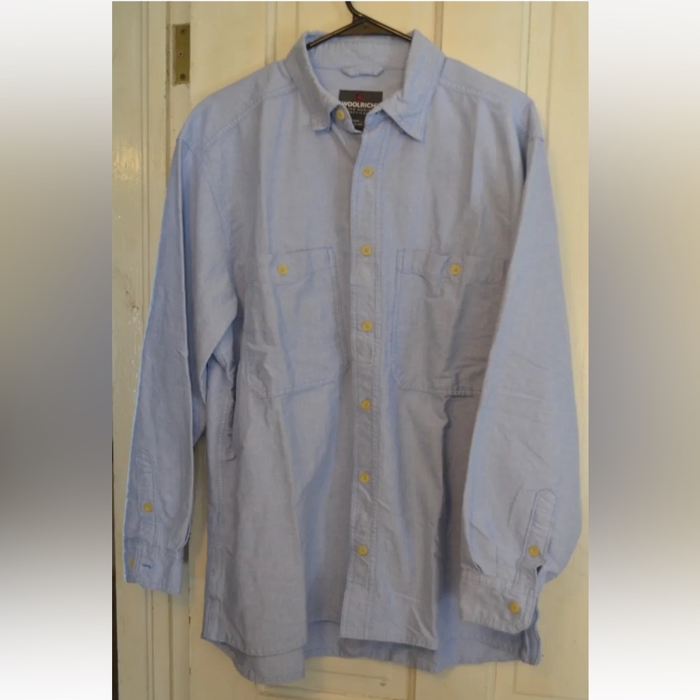 Woolrich Elite Series Tactical Shirt Men's Large Blue Button Down NRA Hunting